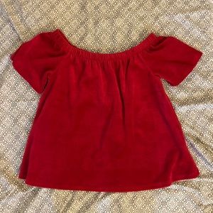 Red Off-the-shoulder blouse